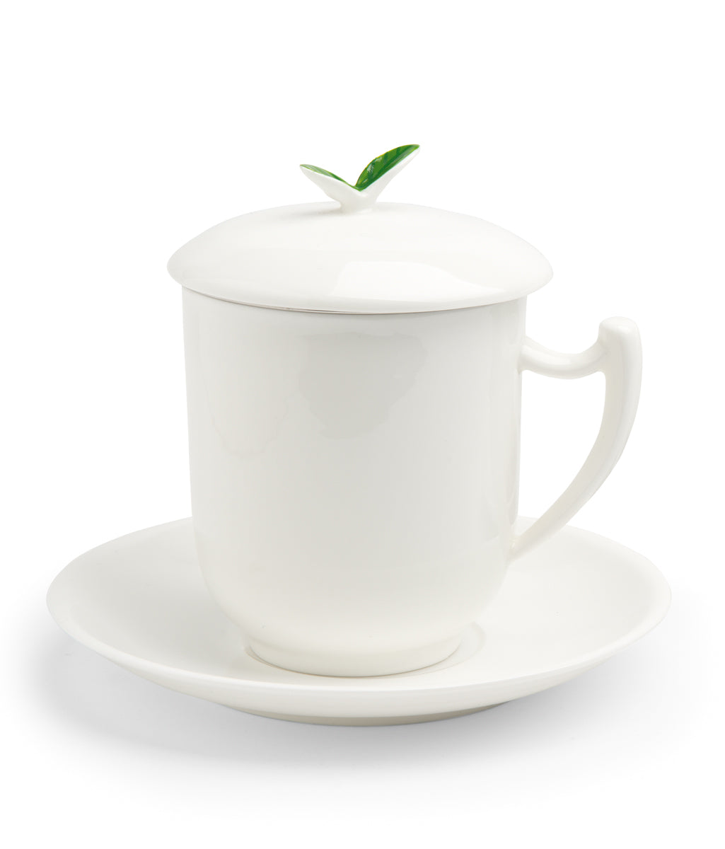 Чаша за чай от костен порцелан с цедка Tea Time 380мл.
