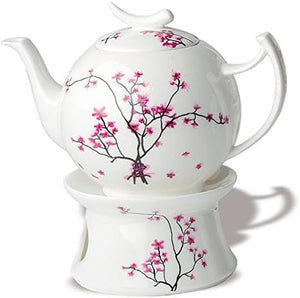 Cherry Blossom порцеланова кана за чай с подгревател 1л.