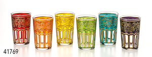 Комплект от 6 стъклени цветни чаши Hassieb по 120 мл