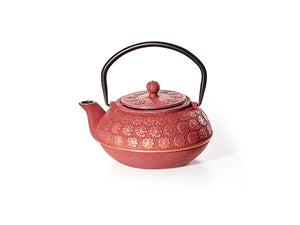 Чугунен чайник червено-златен с релеф Guizhou 500 мл
