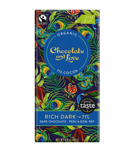 Веган органичен шоколад Rich Dark, 71% какао, 80гр от Chocolate and Love