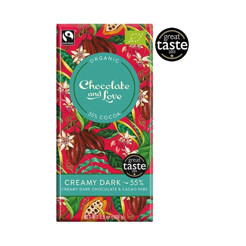 Органичен шоколад Creamy Dark, 55% какао от Chocolate and Love, 40гр