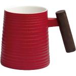 Чаша за чай с дървена дръжка Blanca релеф червена 400 мл