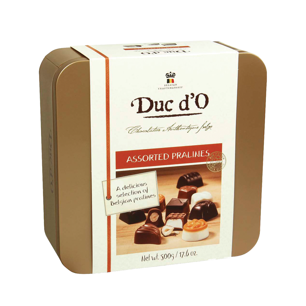 Duc d'O шоколадови бонбони асорти в метална кутия 500гр
