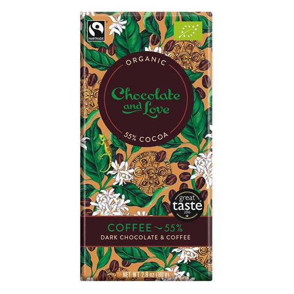 Органичен шоколад с кафе, 55% какао, веган, Chocolate and Love