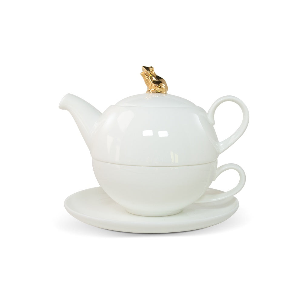 Комплект за чай от фин костен порцелан Vikas Golden frog от 3 части